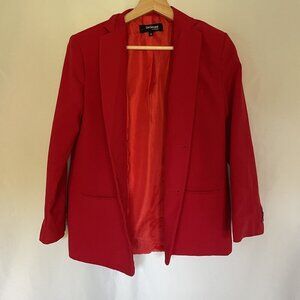 Gino Giovanni Womens Red Blazer Size 14 colorful business casual style pockets